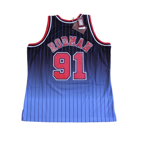 Dennis Rodman #91 Chicago Bulls Fadeaway Swingman NBA Jersey Mitchell Ness 95-96 - Picture 2 of 3